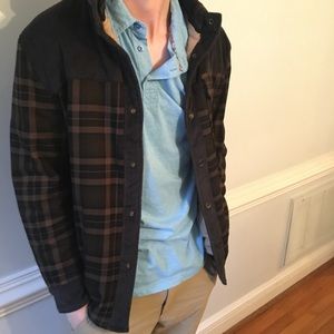 Fleecy flannel button down jacket